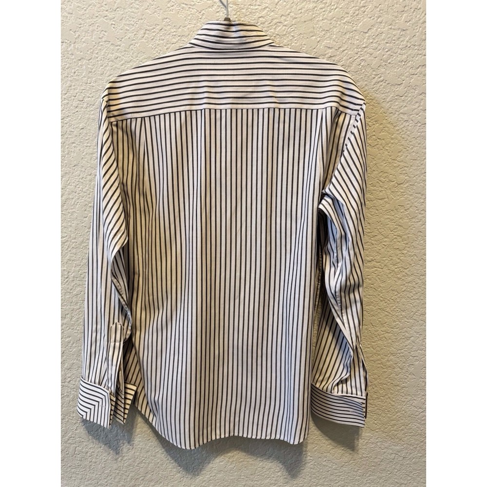 Bruno Conte Mens Dress Shirt Size 15-1/2 White Striped French Cuffs Button Up - Picture 2 of 7
